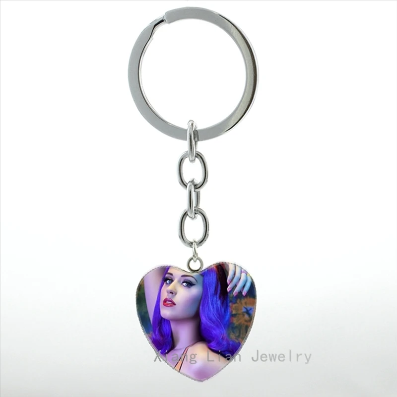 

Trendy Charm Katy Perry keychain Katy Perry Singer art photo heart pendant key chain ring men women star fans jewelry gift HP380