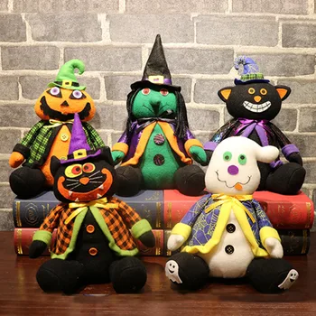 

Halloween Party Decoration Funny Plush Dolls Halloween Props White Ghost Black Cat Witch Toys Children Adult Halloween Decor