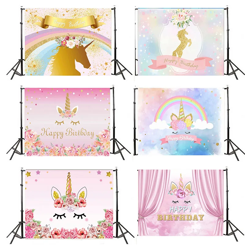 

Unicorn Birthday Party Decorations Kids Unicorn Party Backdrop Rainbow Photography Background Baby Shower Decoration HL39