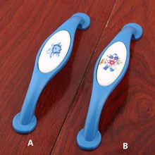 fashion rural white and blue porcelain handle 128mm blue kitchen cabinet drawer handle 5′ modern dresser cupboard door pulls