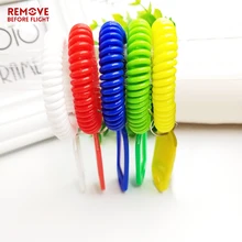 5 шт./лот ID Браслеты для ключей Пластик запястье брелоков эластичный катушки имя карты провод-кабель Чемодан ID tag Chain Bracelet