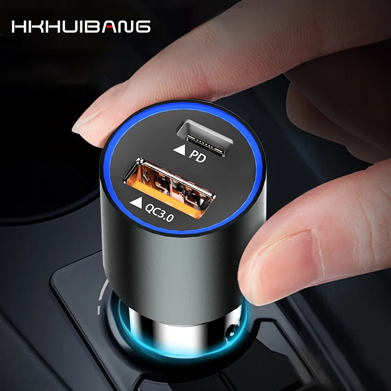 60 W سريعة تهمة 3.0 USB PD سيارة شاحن آيفون سامسونج هواوي USB نوع-C سريع شاحن الهاتف المحمول سريعة QC 3.0 سيارة-شاحن