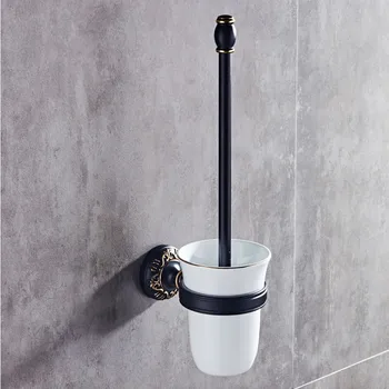 

Avoid Punch European Black TOILET Closestool Brush Cup Holder Space Aluminum Shower Room Toilet Closestool Brush Set Suit