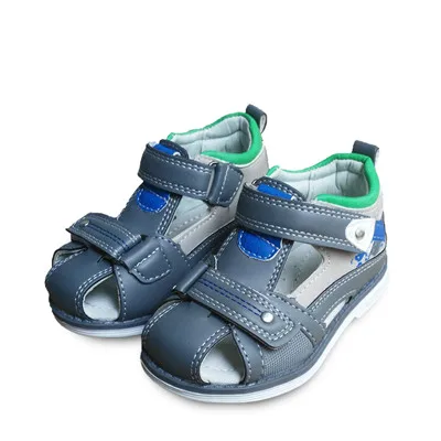 Детские ортопедические сандалии из искусственной кожи наивысшего качества для мальчиков, детская мягкая обувь - Цвет: Серый