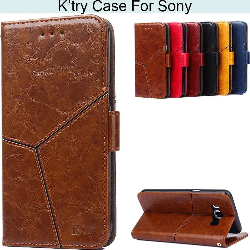 

K'try Geometry Style Pu Leather Phone Case For Sony Xperia XZ1 L1 L2 XA2 XZ2 Compact Premium