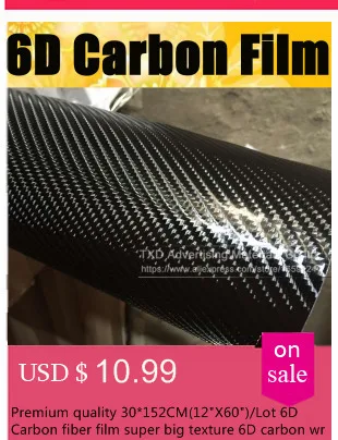 CompraFun Vinilo Fibra de Carbono 6D, Vinilo Coche 300 * 30CM Película  Pegatina Decoración Autoadhesiva Impermeable sin Burbujas, para Coche