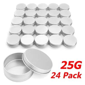 

24Pcs 25G Aluminum Round Empty Jar Tin Screw Top Lid Cosmetic Sample Storage Container Box Aluminum Jar Refillable Bottles
