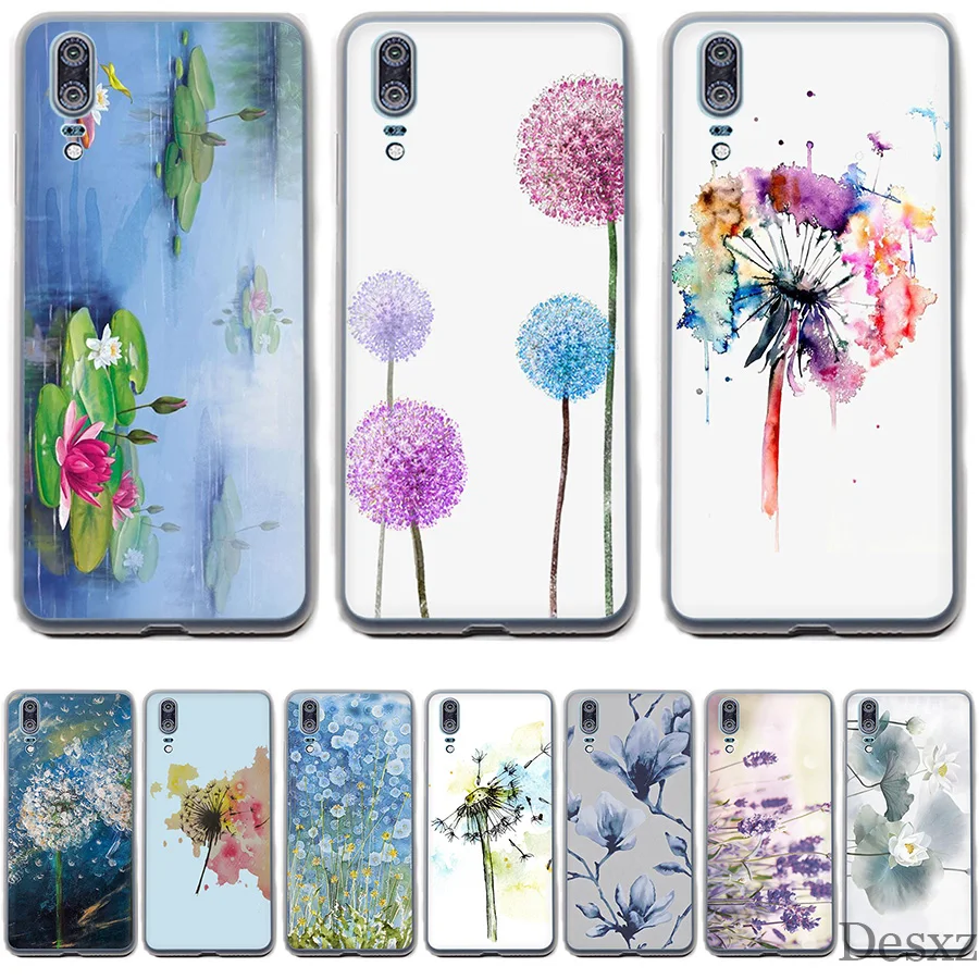 

Phone Case Cover Watercolor Flower Dandelion Lotu Lavender For Huawei P Smart P8 P9 P10 P20 Lite Pro P20pro 2015 2016 2017 Cover
