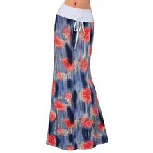 Женская Цветочная Печать Повседневная Эластичная Бохо цветочный принт набедренная юбка с бантом на ремешке рыбий хвост юбка летние юбки для женщин