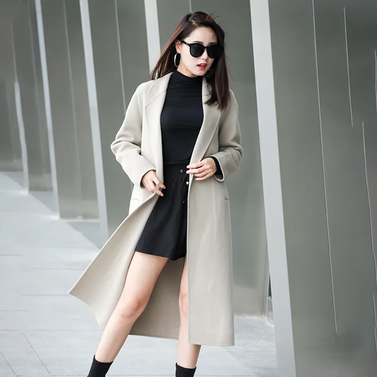 Femelle Occasionnel Manteaux cou Fh018ct019 Cachemire Long Femmes 2018 D'o Manteau Laine Saphir Nouveau Pardessus De Grand Hiver Automne Solide q3AL4j5R