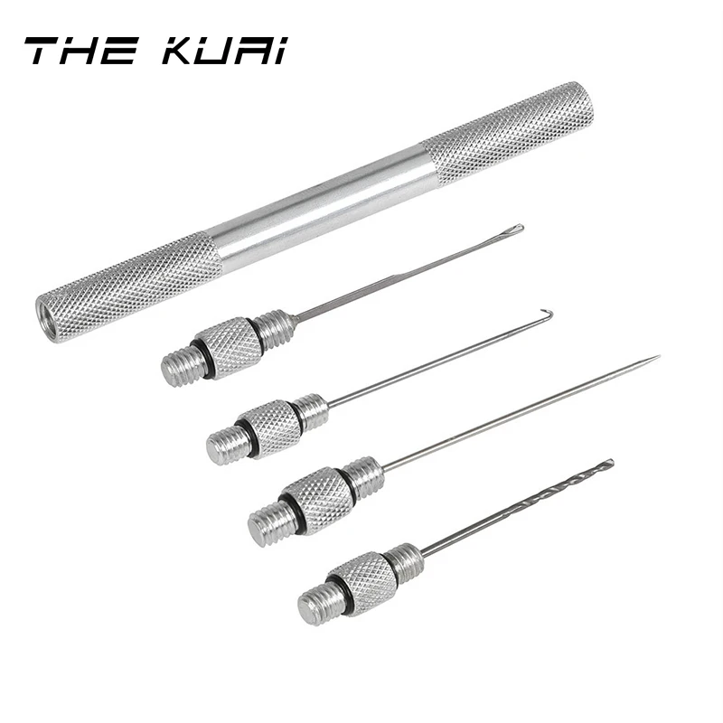 

THEKUAI 5-in-1 Carp Strong Fishing Rigging Bait Needle Kit Tool Set Bait Boilie Drill Stringer Needle with Nonslip Aluminum