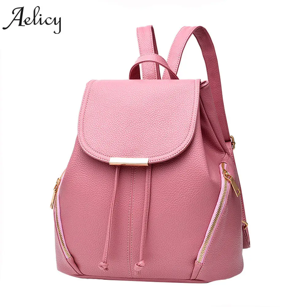 

Aelicy Women Leather Backpacks High Quality PU Bagpack Mochila Feminina Rucksack backpack female fashion travel bag