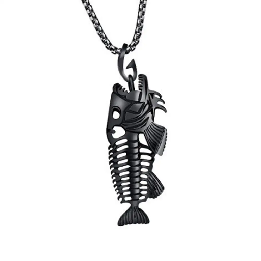 

New Unisex Hollow Fish Bone Stainless Steel Pendant Chain Necklace Party Jewelry NEW2019