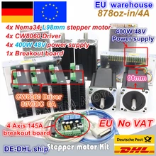 DE 4Axis CNC controller Kit NEMA34 878oz-in stepper motor Single shaft+CW8060 Driver 6A 80V/DC for CNC Large size Router Milling stepper motor driver jb860m ac18 80v dc24 110v 6 0a 256microstep for cnc router mill cnc stepper controller kit
