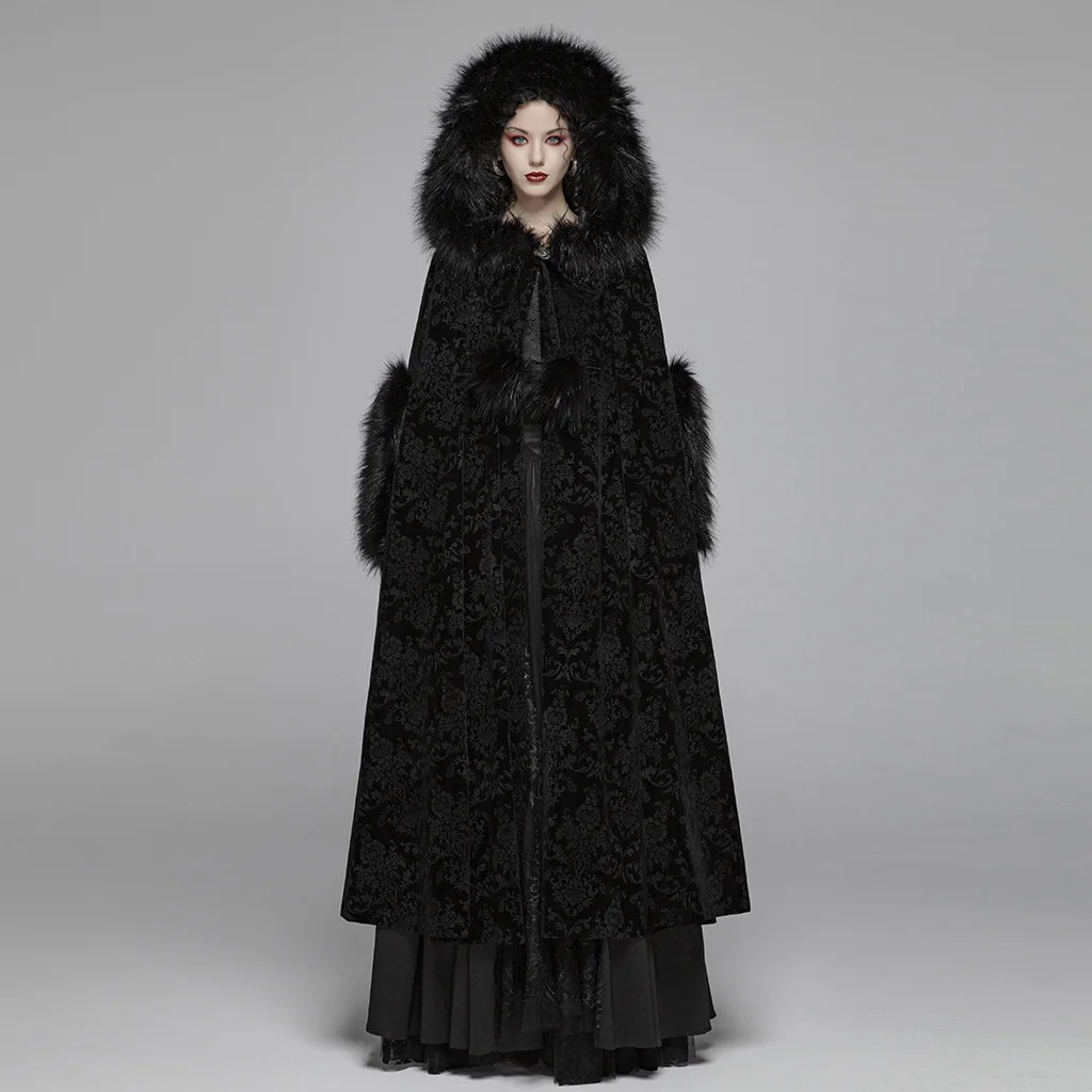 Femme RAVE Gothique Magnifique d hiver capuche Manteau Femme RAVE Gothique Magnifique d hiver capuche Manteau