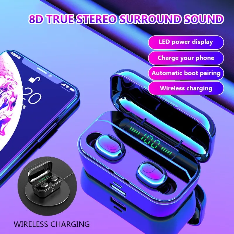 

TWS Wireless Bluetooth 5.0 Earphone Led Power Display DSP Noise Reduction Earphones Sport Headset 3500amh Charging box For phone