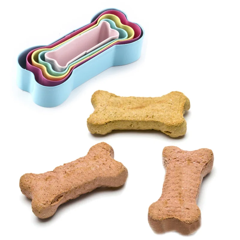 

5pcs / Set Cookie Cutter 3D Dog Bone Shape Biscuit Stamp Stainless Steel Cake Decorating Tools DIY Pastry Baking Cookie Molds