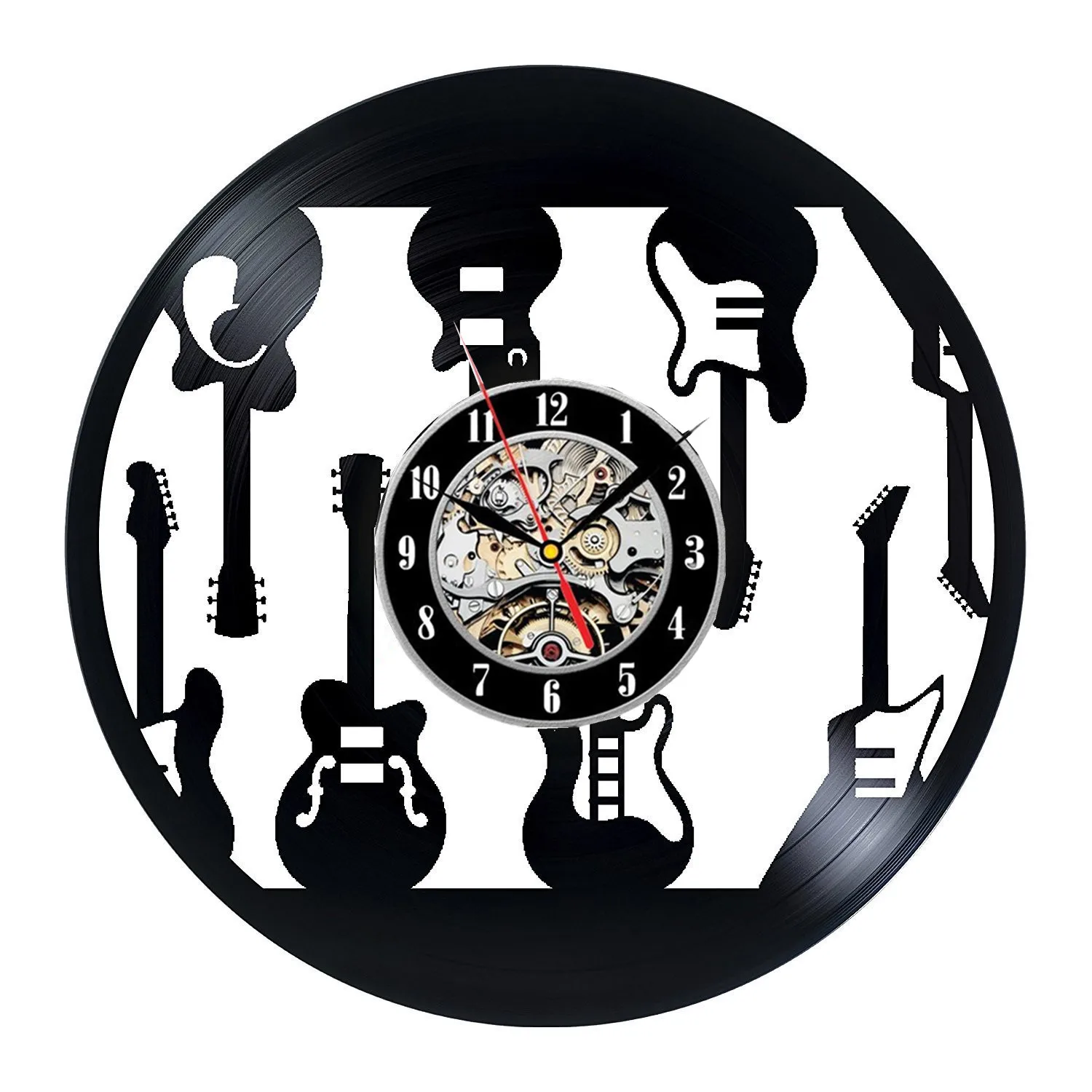 Handmade Vinyl Wall Clock Guitar Rock Star Handmade Vinyl Record Wall Clock Vintage Unique Art