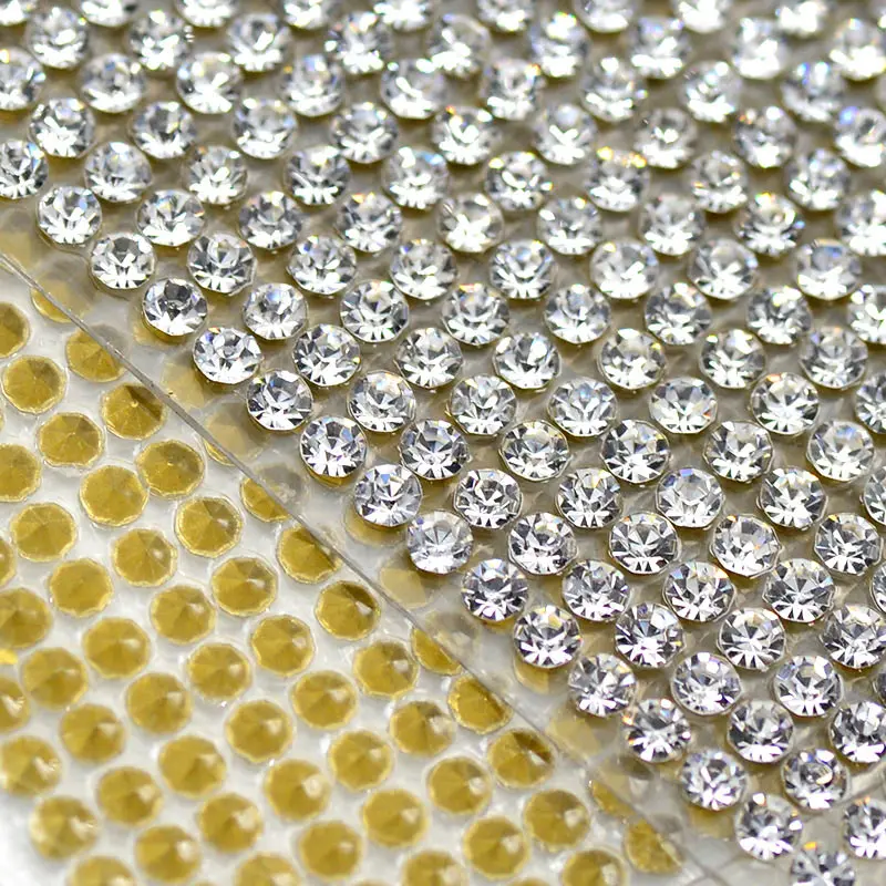 JUNAO 24*40cm Clear Hotfix Glass Rhinestone Mesh Trim Crystal Fabric Sheets Strass Applique for Dress Jewelry Decoration 