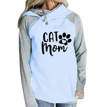 

Dropshipping New 2019 Hot Selling Fashion CAT MOM Print Tops Sweatshirt Femmes Hoodies Women Thick Harajuku Plus Size Buckle