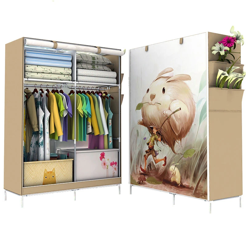 ミニマリスト現代の不織布ワードローブクローゼット折りたたみ大型ワードローブdiy補強衣類収納キャビネット Wardrobes Aliexpress