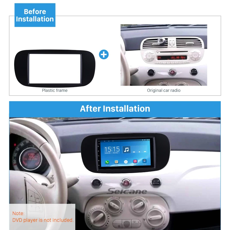 Seicane Black Double Din Car Radio 