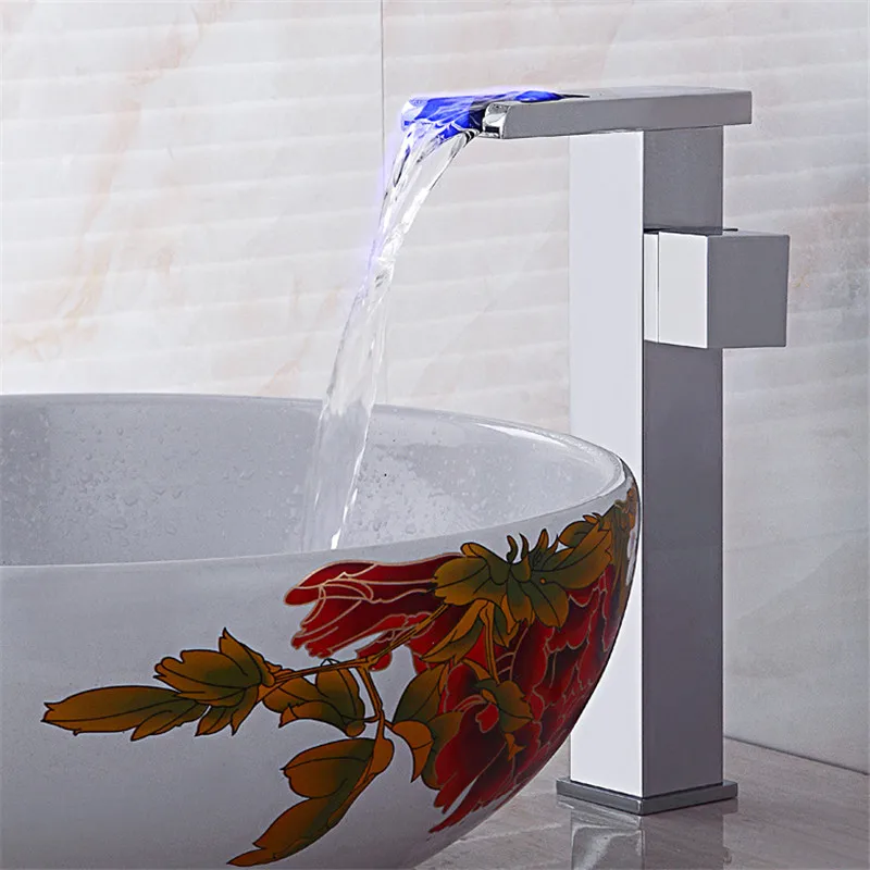 Bathroom Basin Faucet LED Light Faucet Modern Water Tap Bathroom