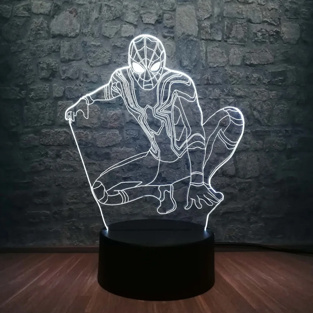 Горячая Marvel Фигурка Человека-паука экшн герой Человек 3D светодиодный светильник многоцветный спальня настольная ночник Рождественский Декор Детская Подарочная игрушка