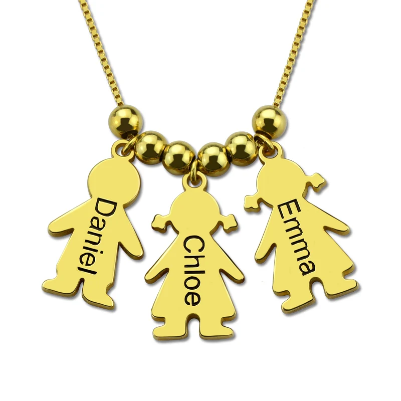 AILIN Personalized Customized Kids Charms Necklace Gold Color Children
