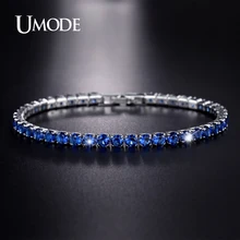 UMODE, модные, новые, королевские, синие, CZ, циркон, очаровательные, теннисные браслеты для женщин, красный, прозрачный браслет, ювелирные изделия, рождественские подарки, AUB0097C