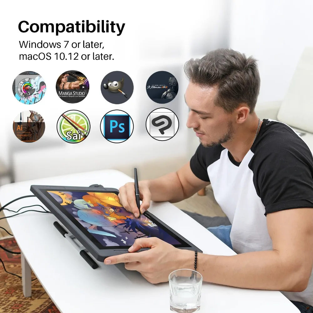 Koop Kamvas Pro 20 2018 Pen Tablet Monitor Digitale Tekening Monitor Batterij Gratis Pen Met Tilt Functie Display Monitor  huion GT 192