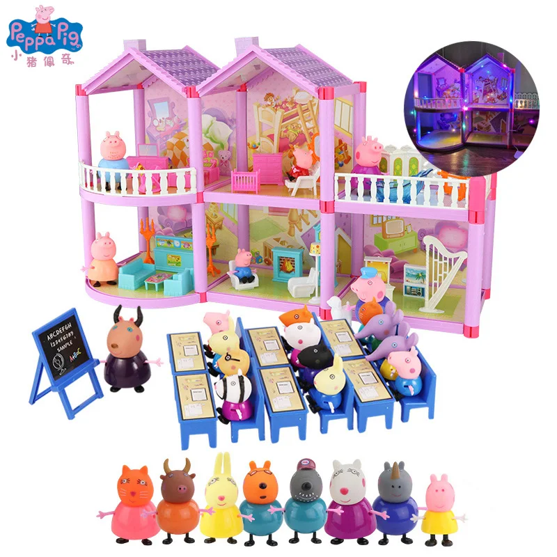 

Peppa Pig Luxury Villas Figures toys Series of Amusement park Toys PVC Action Figures Family Member peppa pig Toy Birthday Gift