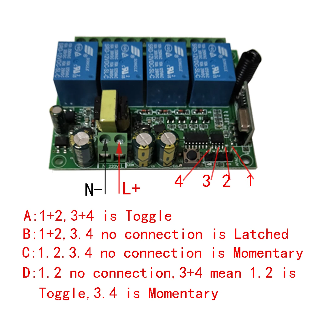 AC 220V 4CH 4 CH беспроводной пульт дистанционного управления светильник переключатель радио релейный модуль приемника передатчик 315/433Mhz