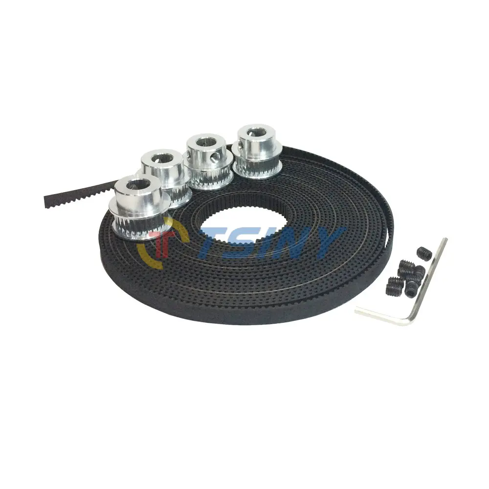 

4pcs 32 teeth GT2 Timing Pulley Bore 5mm 6.35mm 8mm 10mm+2Meters GT2 timing Belt width 6mm fit for 2GT Belt mendel reprap prusa