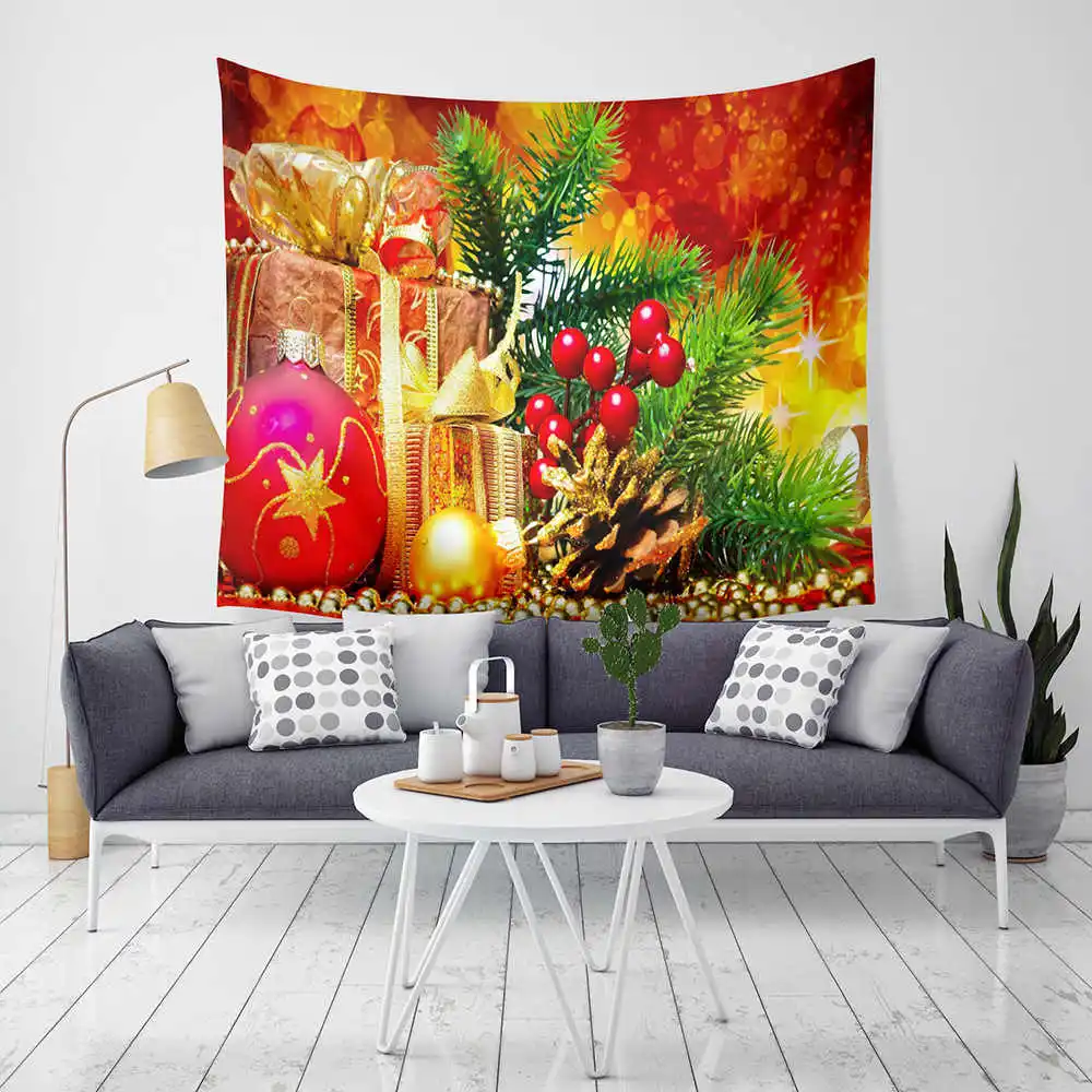 Cartoon Christmas Mandala Tapestry Wall Hanging Beach Towel Polyester Boho Decoracion Blanket Yoga Mat Washing Machine Cover