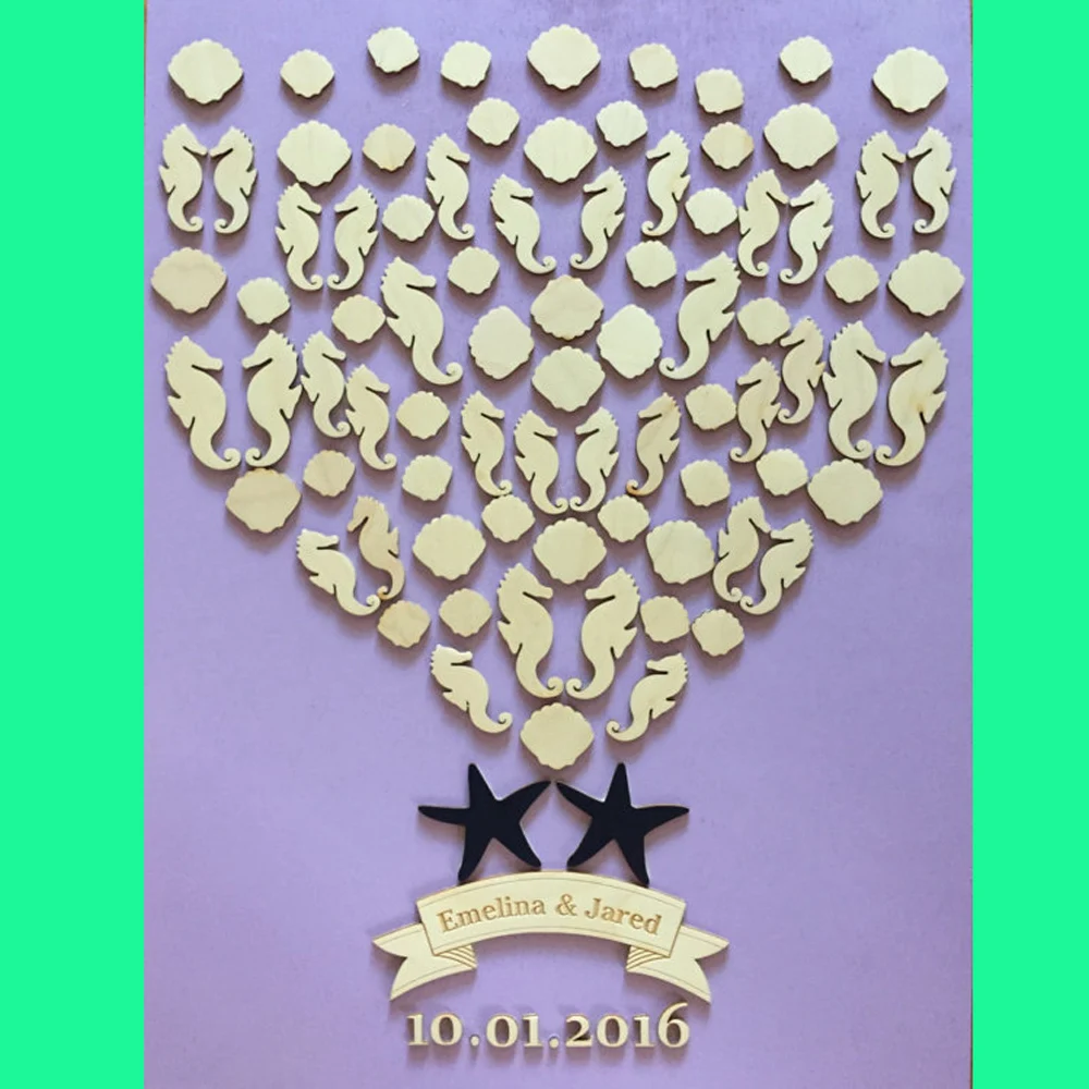 Personalized Beach Wedding Guest Book Alternative 3d Wedding Custom