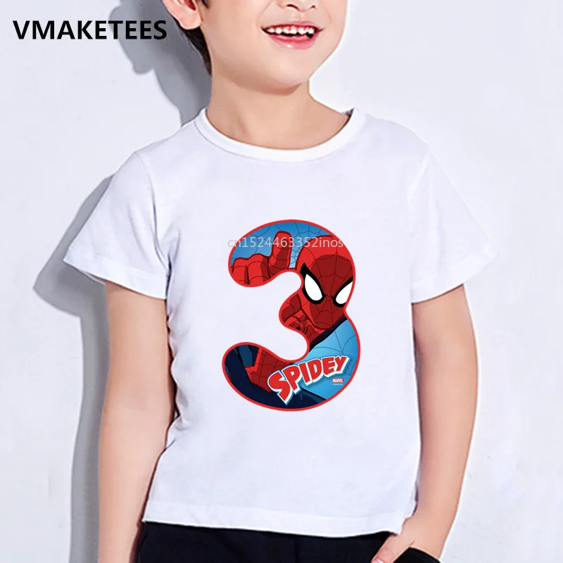 

Girls&Boys Marvel Funny T shirt Kids Spiderman/Avengers Number 1-9 Cartoon Print T-shirt Baby Birthday Present Clothes,ooo2429