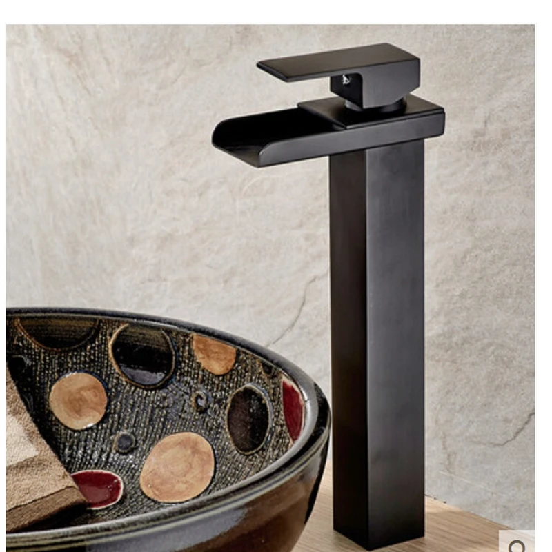 

Deck Mounted Waterfall Spout Oil Rubbed Bronze Bathroom Faucet Sink Mixer Tap Vanity Faucet Mixer