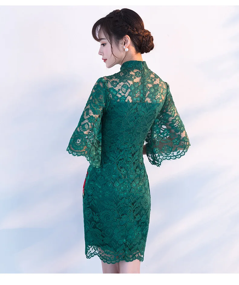 Vestido Oriental Свадебные платья Современные красный цветок Qipao Китайский традиционный Для женщин Китая платье Cheongsam пикантные короткие Платья