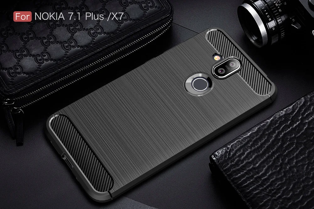 Чехлы для телефонов Nokia 7 1 Plus 2018 чехол силиконовый из углеродного волокна X7 Fundas Etui