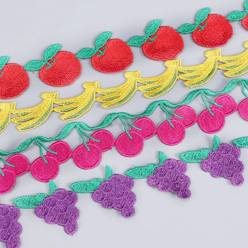 

Fruit Strawberry Grapes Banana Knitting Lace Trim Embroidered Diy Handmade Patchwork Ribbon Sewing Supplies Crafts Decorations