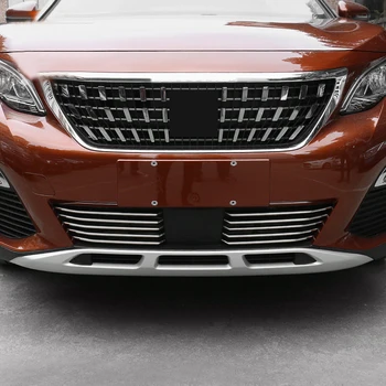 

2017 For Peugeot 3008 3008GT Exterior Front Bottom Center Grill Grille Inserts Cover Strip Trim Steel 10pcs