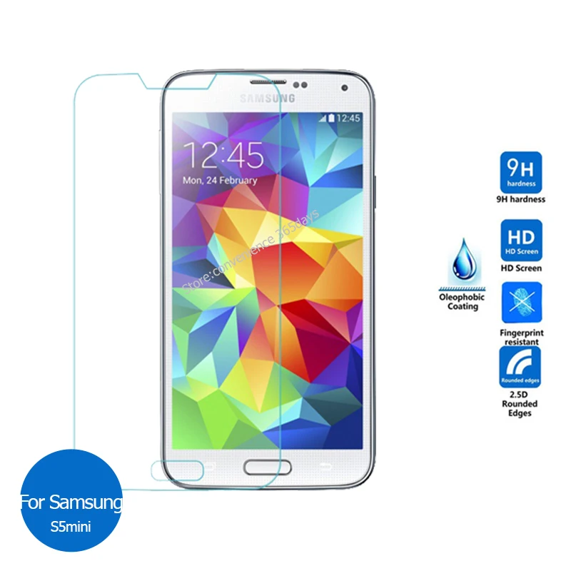 

2PCS For Samsung Galaxy S5 mini Tempered glass Screen Protector 9h Safety Protective Film on S 5 S5mini SM G800 G800F G 800F