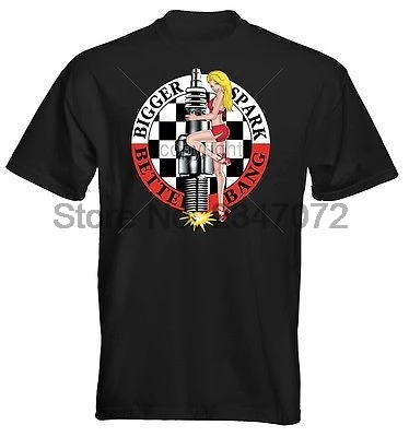 

Mens T-Shirt Bigger Spark Better Bang Hot Rat Rod Pin Up Rockabilly