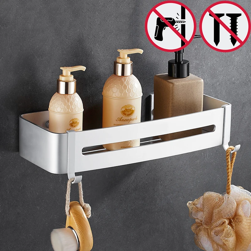 

Nail Free Aluminum Bathroom corner shelf cosmetic rack with single lever Bath Towel Rack Powerful Suction Towel Rack Toilet