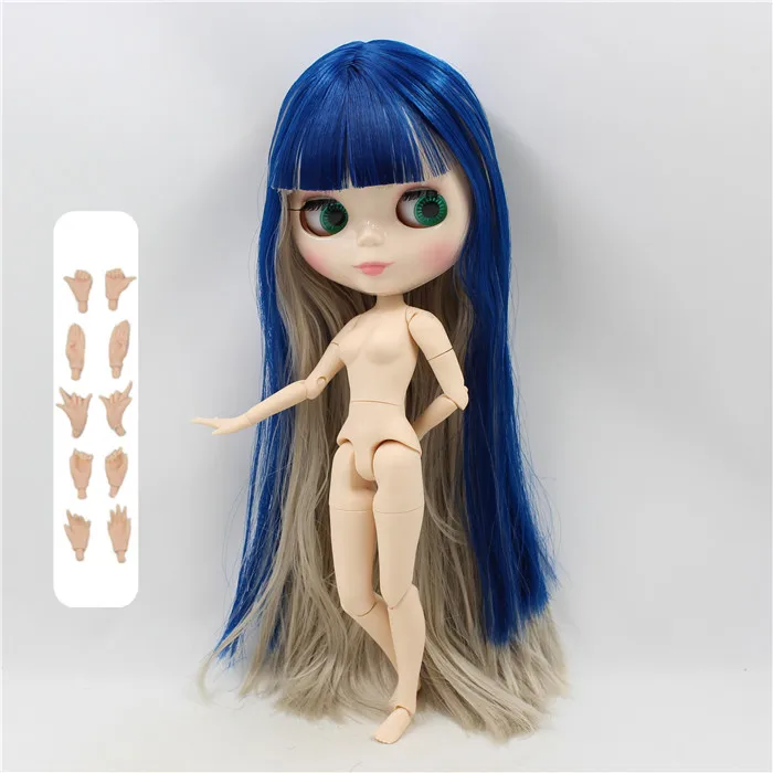 Фабрика blyth кукла синий микс серые волосы прямые волосы белая кожа сустава тела BL8003/1714 1/6 30 см - Цвет: nude doll