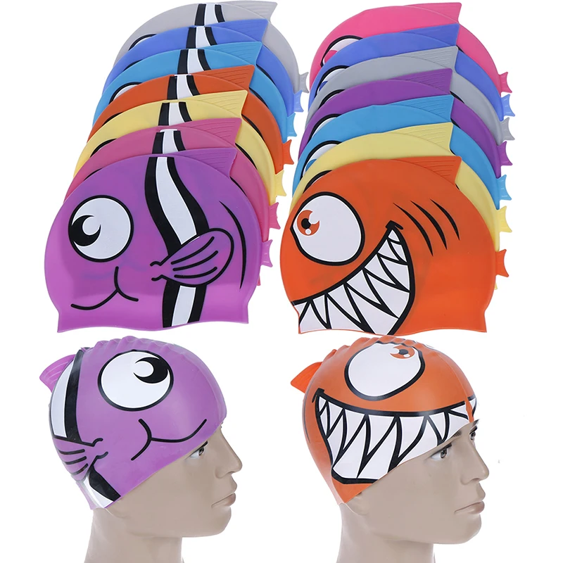 

Swimming Cap for Pool Cute Cartoon Fish Children Kids Swim Badmuts Waterproof Protect Ears Long Hair Boy Girl Sports Swim Hat