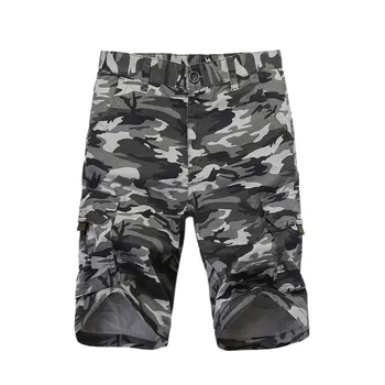 

Summer shorts Men casual Button Fly Cool Hot Leisure Pants Multi-Pockets Spring Overalls Polyester Loose Straight Mid Waist 0520