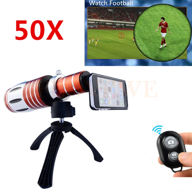 

50X Metal Telephoto Zoom Lentes Telescope Camera Lens For Samsung Galaxy S5 S6 S7 edge note 2 3 4 5 Bluetooth Control Shutter