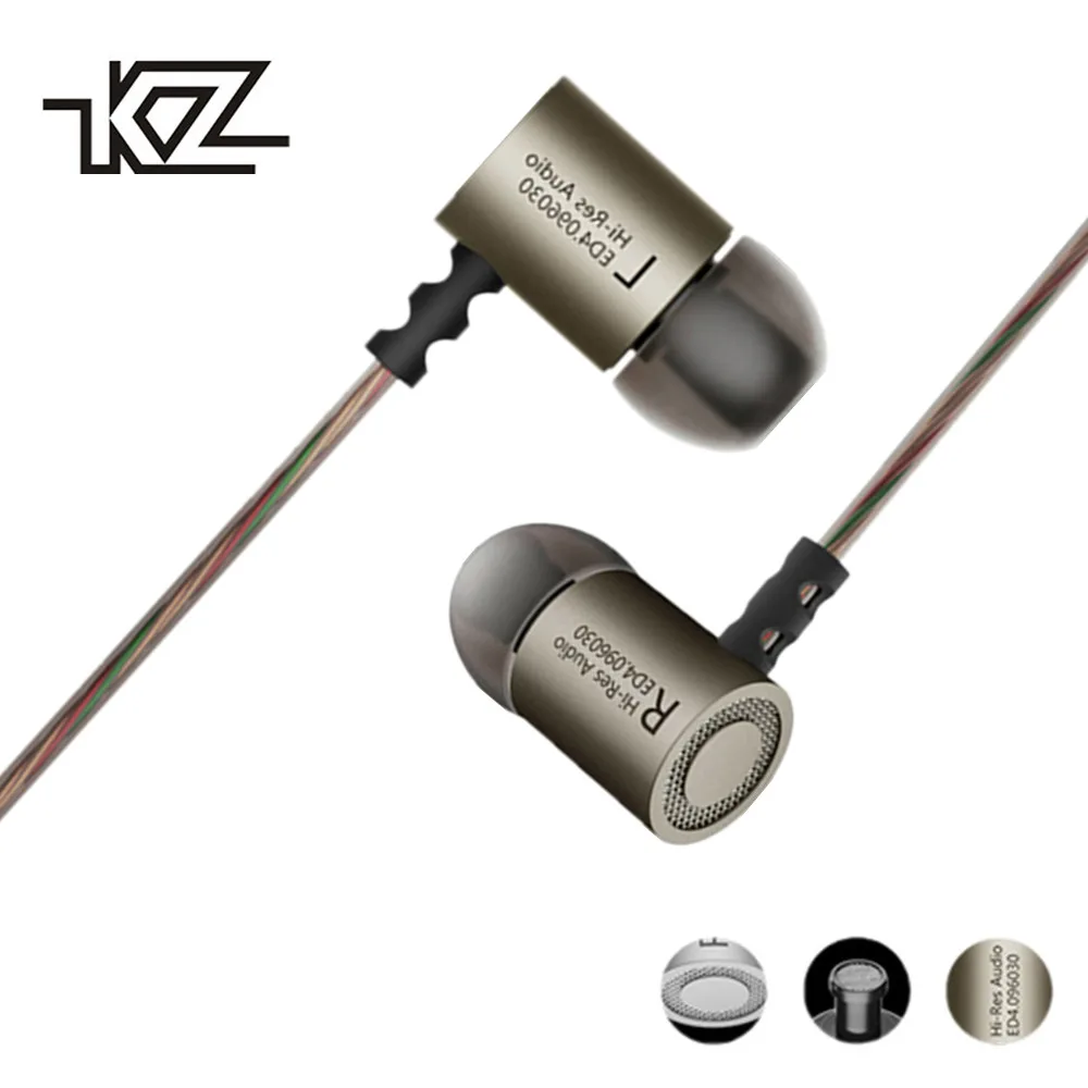 

KZ ED4 Earphones DJ MP3 auriculares Metal Stereo Noise Isolating In-ear Earphone Music Auriculares fone de ouvido DJ audifonos